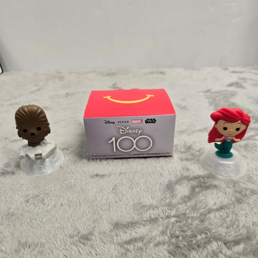 McDonalds Disney 100 Happy Meal Toys Ariel & Chewbacca Figures Lot of 2 2023
